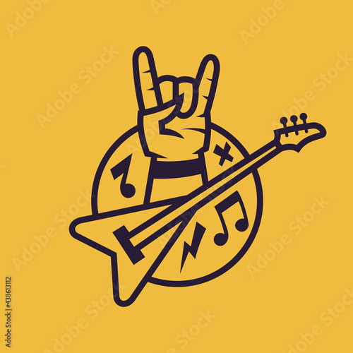 Symbol of rock'n'roll. Concept art of rock music in monochrome style.