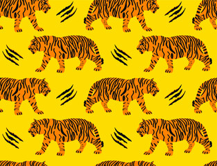 Keuken achterwand Afrikaanse dieren patronen Bengaalse tijgers handgetekend patroon  © Didem