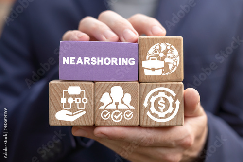 Business concept of nearshoring. Modern outsourcing technology. photo