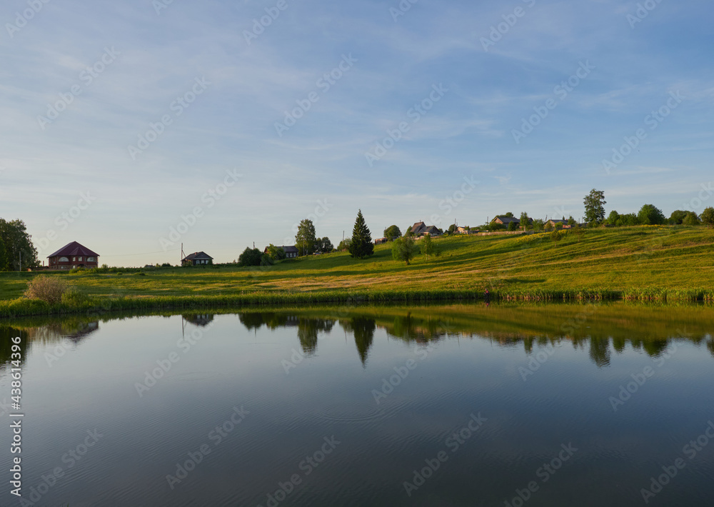 beautiful summer landscape with forest and river