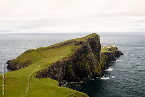 Coastal landscape. Neist Point Lighthouse, Isle of Skye, Scotland, UK. Staycation at The Highlands. photo