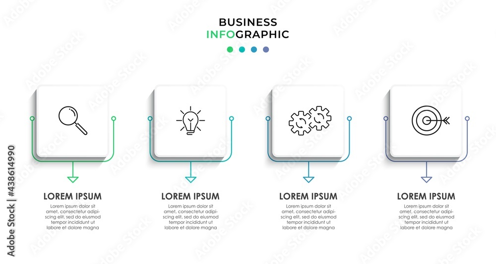 Fototapeta premium Vector Infographic design business template with icons and 4 options or steps. Can be used for process diagram, presentations, workflow layout, banner, flow chart, info graph