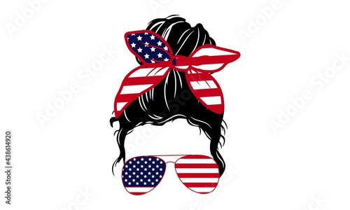 4th of July Messy Bun, United States of America (USA) Flag Messy Bun - US independence day Vector and Clip Art	

