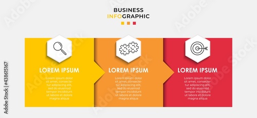 Vector Infographic design business template with icons and 3 options or steps. Can be used for process diagram, presentations, workflow layout, banner, flow chart, info graph