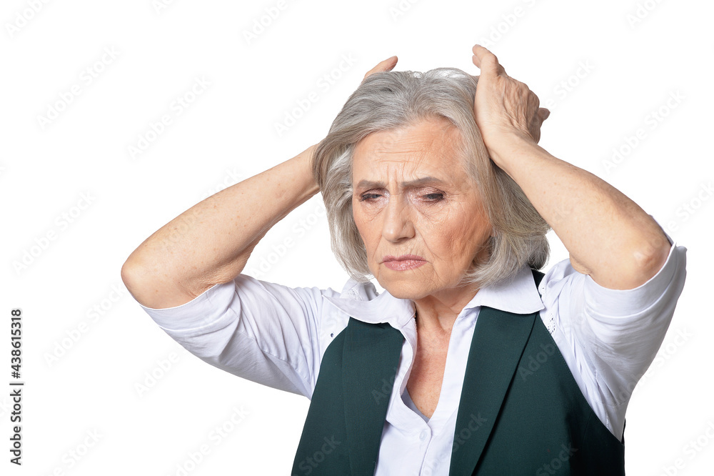 Portrait of sad senior woman with headache Portrait of sad senior woman with headache