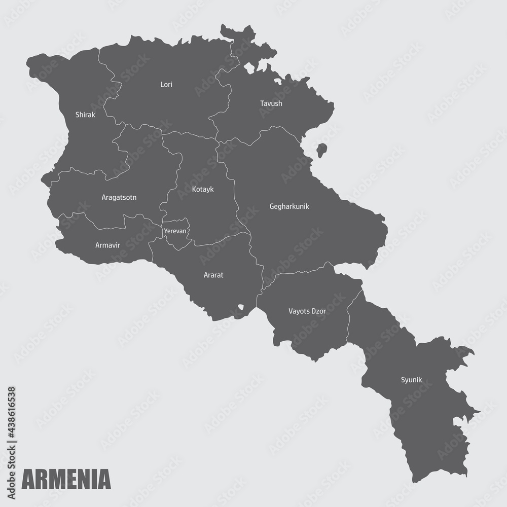 Obraz premium Armenia administrative map