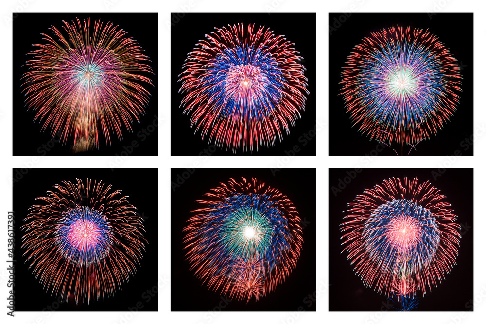 日本の秋田県で開催される大曲の花火で打ち上げられた尺玉コレクション 日本一の花火大会 Stock Photo Adobe Stock