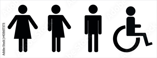 Vector image of a man, woman, gender neutral person and disabled person. People icons photo