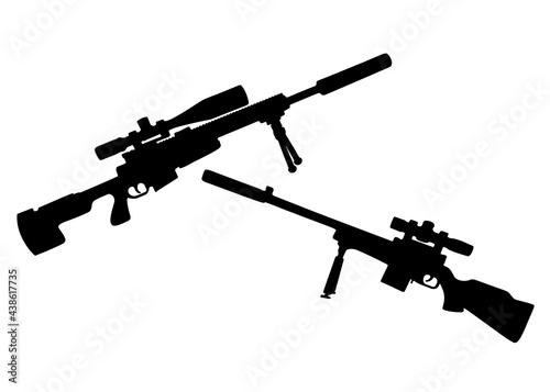 Sniper weapon included. Vector image.