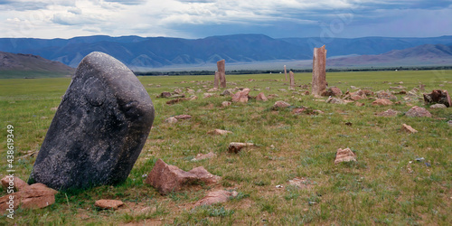 Funeral steles or deer stones, Hovsgol Province, Mongolia photo