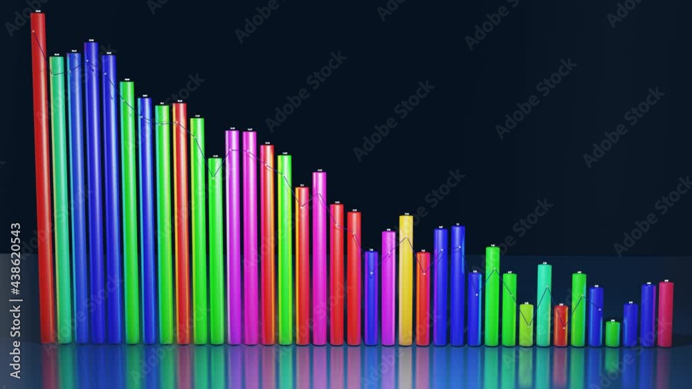 Multicolor bars, counters and graph. Beautiful 3d looped background for analytical programs with abstract infographics, statistical data. 3d columns smoothly move up and down in loop. Financial bg Multicolor bars, counters and graph. Beautiful 3d looped background for analytical programs with abstract infographics, statistical data. 3d columns smoothly move up and down in loop. Financial bg