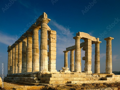 greece, cape sunion, temple of poseidon, peninsula, attica, temple, building, sight, ruin, temple ruins, columns, remains, 