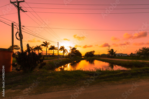 Shimmering Canal Sunset In Rainville Paramaribo