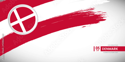 Creative brush stroke with flag of Denmark country. Happy constitution day background with grunge flag