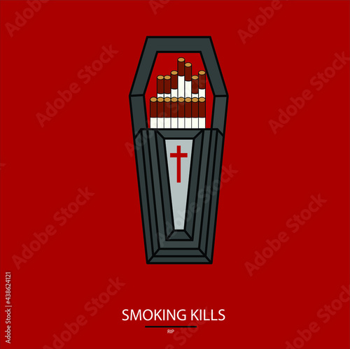 Smoking kills - cigarettes in a coffin box