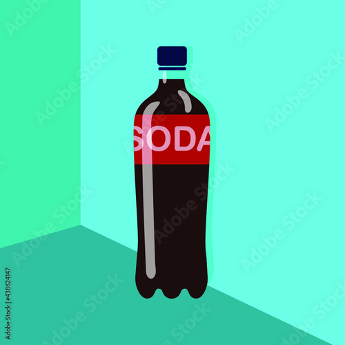 Cola soda in large plastic bottle isolated in blue 3d background
