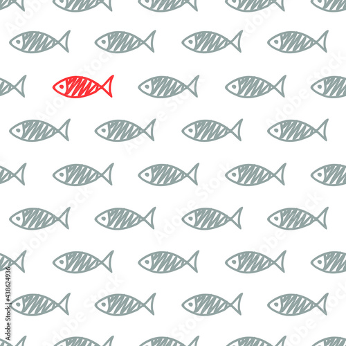 Seamless pattern with fish. Vector illustration. Print. Repeating background. Cloth design, wallpaper. 