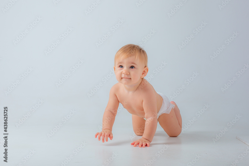 baby crawling on white background isolated baby crawling on white background isolated