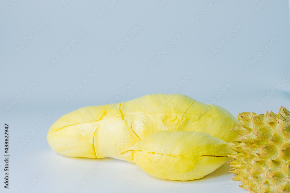 Durian mon thong is king of fruits durian on white background. Pulp of ...