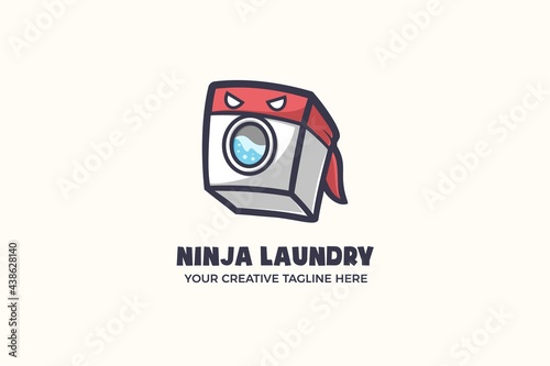Laundry Cleaning Mascot Character Logo Template