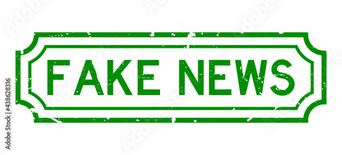 Grunge green fake news word rubber business seal stamp on white background