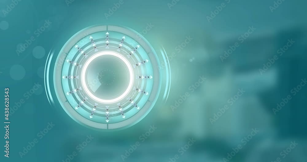 Animation of scopes scanning and data processing over out of focus green background