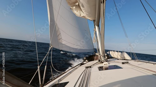 sailing yacht goes on the sea