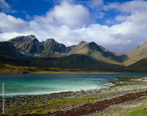 great britain, scotland, isle of skye, loch slapin, black cuillins, inner hebrides, island, skye, mountains, cuillins, nature, landscape, lake, shore, seclusion, 