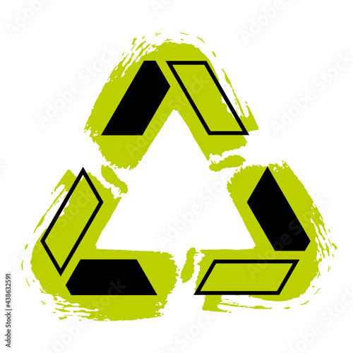 Ecological recycling symbols. environmental triangle symbol  on three strokes background