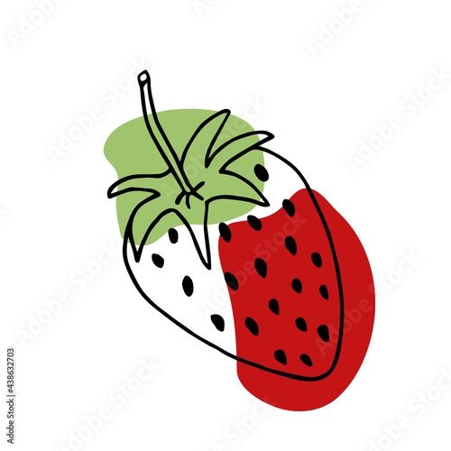 Vector hand drawn Strawberry outline doodle icon. Garden strawberry. Doodle fruit or strawberries. Strawberry sketch illustration for print, web, mobile and infographics isolated on white background