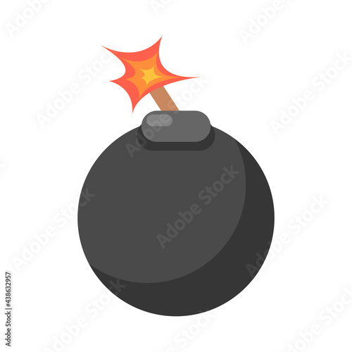 burning bomb ready to explode in cartoon style. flat vector illustration