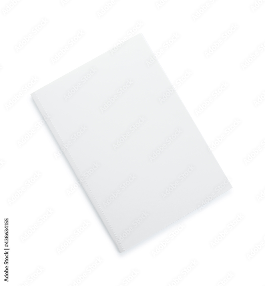 Blank paper brochure isolated on white, top view. Mockup for design Blank paper brochure isolated on white, top view. Mockup for design