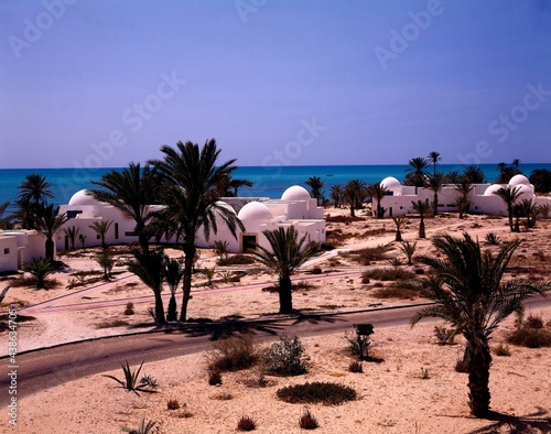 tunisia, djerba, resort, el menzel, little syrte, island, holiday island, tourism, hotel resort, accommodations, building, menzels, melia djerba menzel,  photo