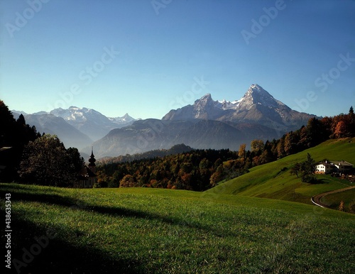 germany, bavaria, berchtesgadener land, maria gern, watzmann, season, autumn, autumnal, church, mountain stock, mountains, mountain, landscape, nature, 