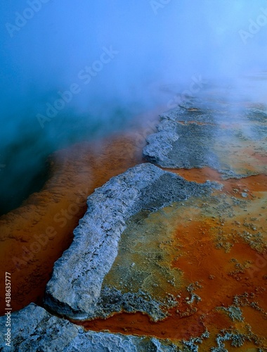 new zealand, north island, thermal area, waiotapu, champagne pool, crater lake, hot, thermal springs, thermal spa, crystallisation, geyser, natural spectacle, sight, nature, landscape, 