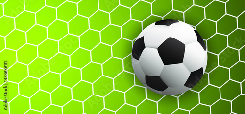 Goal net texture for ball in goal. Soccer ball or football net pattern. Green football grass field. Vector background banner. wk, ek play model. Sport finale or school, sports. 2021