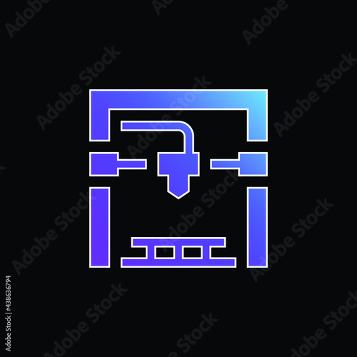 3d Printer blue gradient vector icon