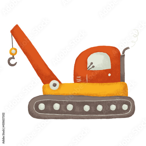 Cartoon cute construction vehicles for kids isolated on white background. Perfect for your own design