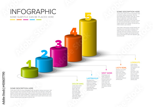 Vector light colorful multipurpose Infographic template with diagonal cylinder steps