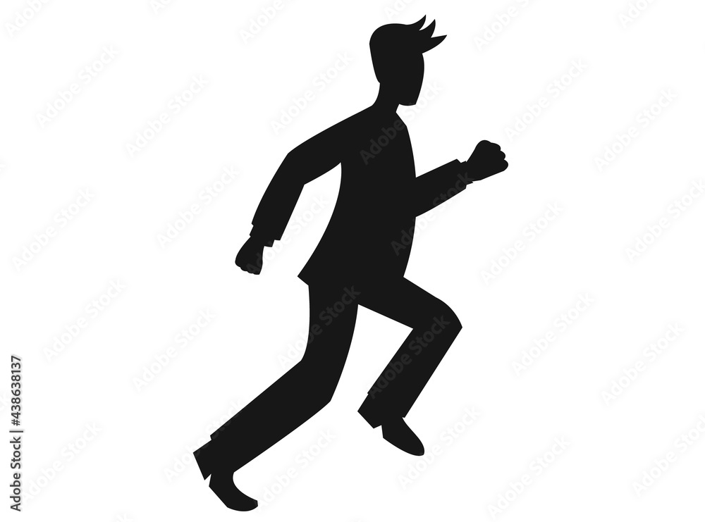 runing business man silhouette icon on white background.
