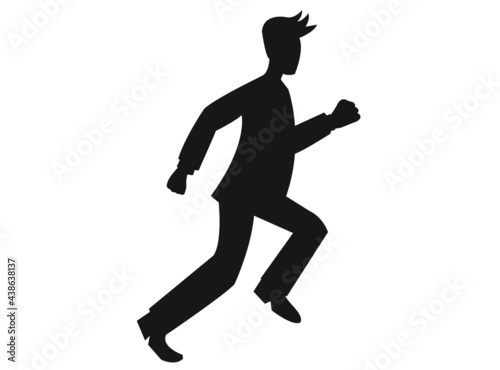 runing business man silhouette icon on white background.