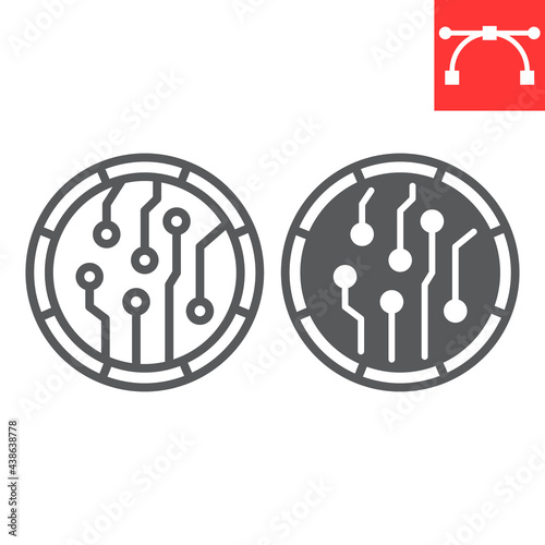 Crypto coin line and glyph icon, unique token and blockchain, non fungible token vector icon, vector graphics, editable stroke outline sign, eps 10. photo