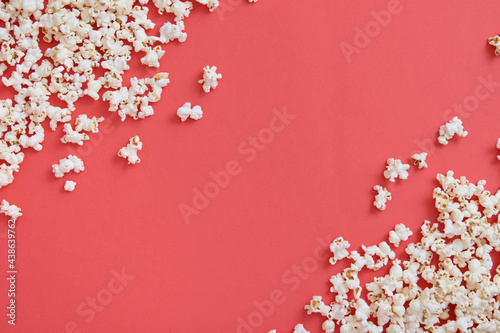 Background with freshly made white popcorn