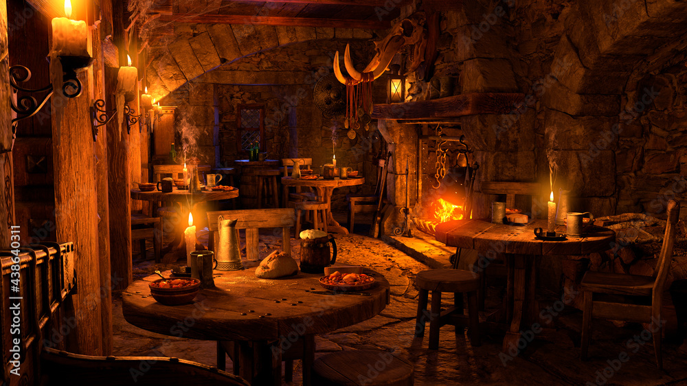 Obraz premium 3D Rendering Medieval Tavern