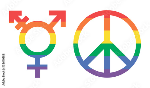 LGBT. Flat illustration of LGBT peace and vector icon for web. Rainbow Transgender Symbol - Colorful rainbow transgender symbol with horizontal stripes.