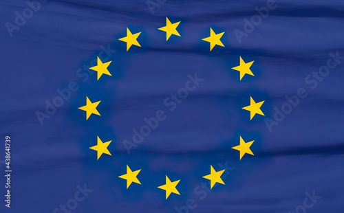 Waving fabric texture flag of European Union 