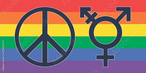 LGBT. Flat illustration of LGBT peace and vector icon for web. Rainbow Transgender Symbol - Colorful rainbow transgender symbol with horizontal stripes.