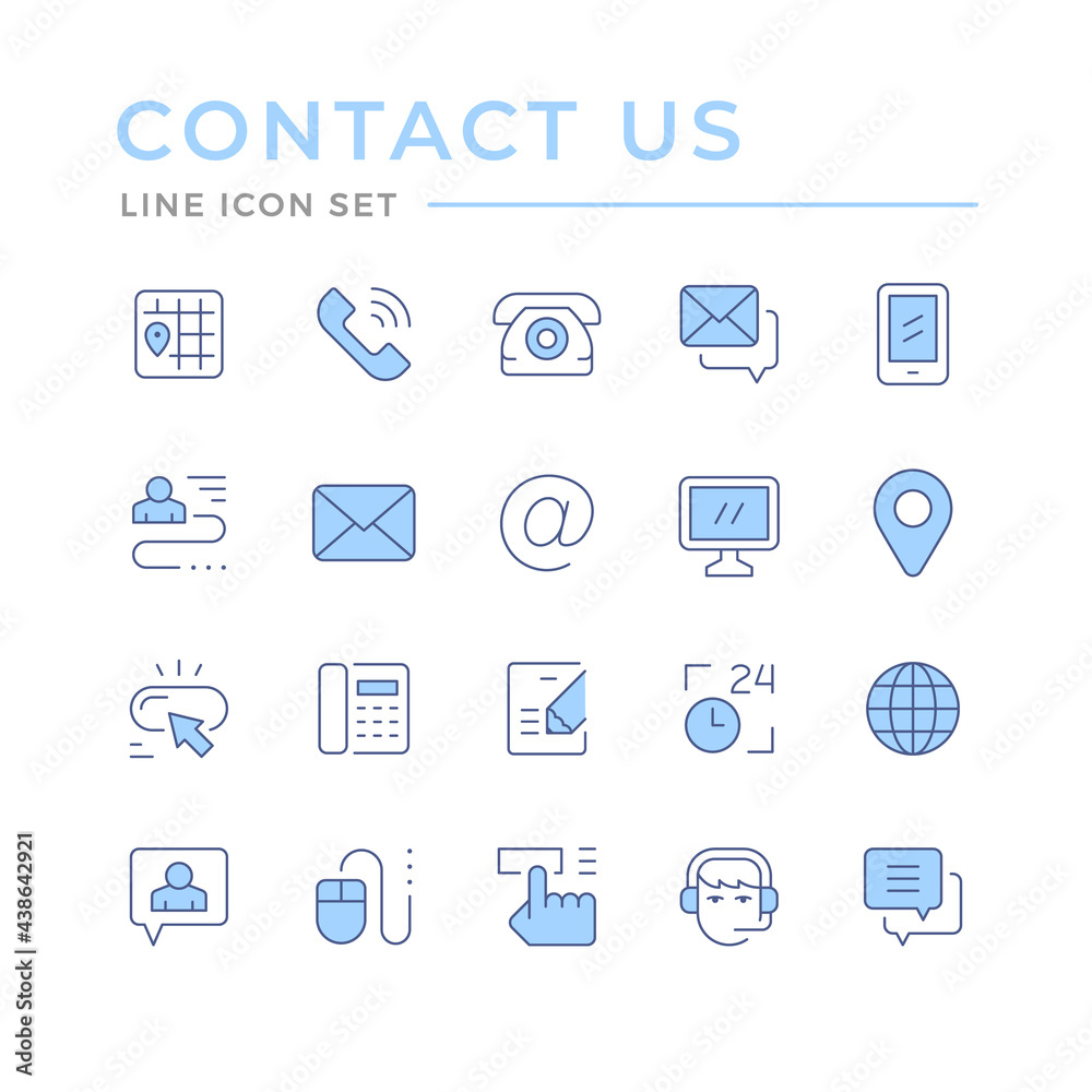 Set color line icons of contact us Set color line icons of contact us