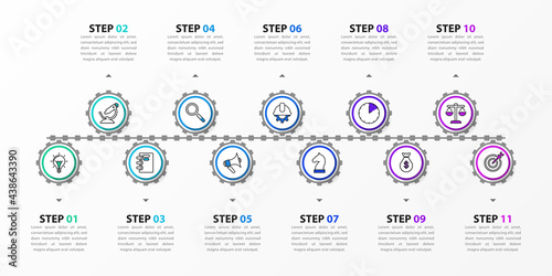 Infographic design template. Creative concept with 11 steps