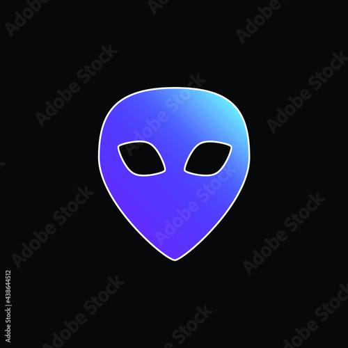 Alien Black Head Shape blue gradient vector icon